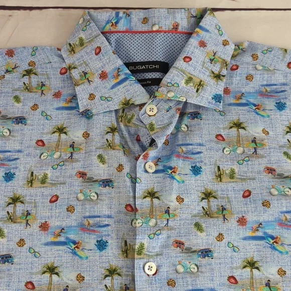 Bugatchi classic fit shirt, Kapalua short sleeves button, surfer design, med (?) - Picture 3 of 15